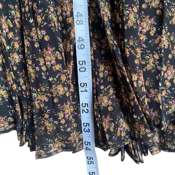 Bardot Midi Dress S Floral V Neck Long Sleeve Ruched Pleated Romantic Retro - Picture 3 of 10